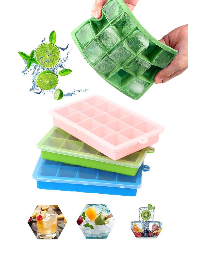 ٣ قطع قوالب ثلج سيليكون بأغطية - Image 1